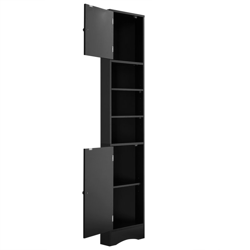 Armoire de rangement pour salle de bain, tour d'angle blanche en MDF avec tablettes réglables, moderne, Noir mat
