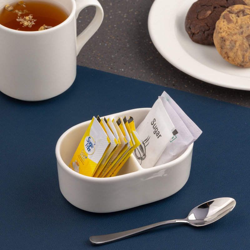 Porte-sachets de sucre en porcelaine avec cloison | Ivoire