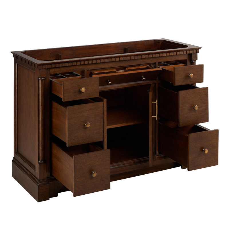 Claudia 48" Mahogany Single Basin Vanity Set with Cabinet, Vanity Top, Carrara Marble, 8" Widespread, Antique Coffee