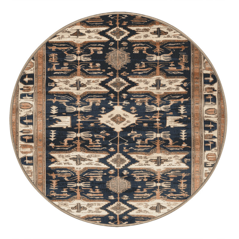 Tapis brun lavable à la machine, Rond 4 pi