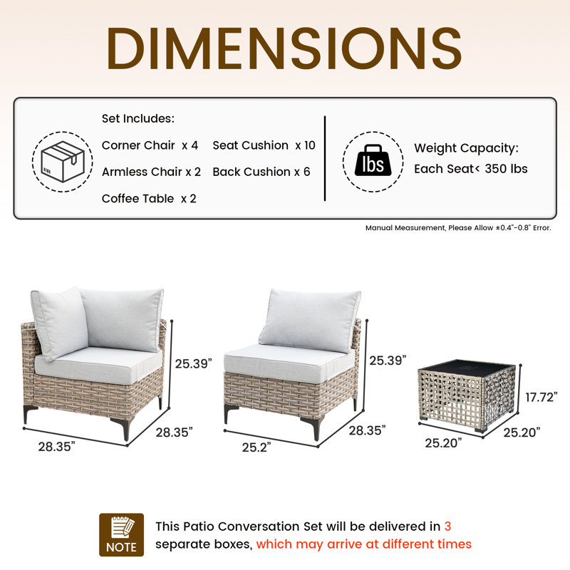 6 - Person Outdoor Seating Group With Cushions, Gray