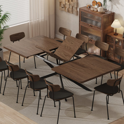 55.1 To 78.74"W x 35.43"D Rectangular Rounded-Corner Extendable Dining Table For 6-10Seat