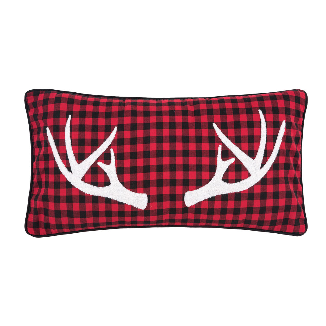 Woodford Antler Cotton Plaid  Throw Pillow C&F Home