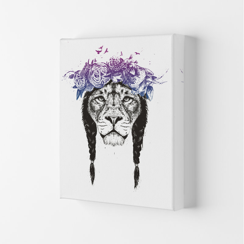 King Of Lions by Mercedes Lopes Charro - Print, 29.7cm H x 21cm W x 4cm D, Wrapped Canvas