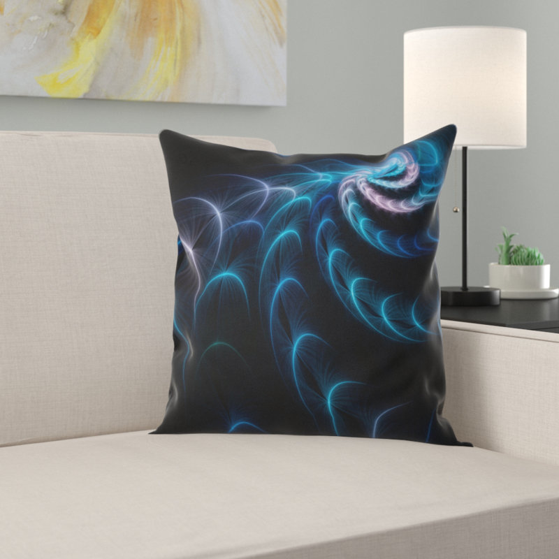 Coussin décoratif floral fractal, 18 po x 18 po, Coussin décoratif
