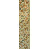 Ivory Hand-Knotted Wool Floating Open Squares Geometric Modern Contemporary Carpet Rug