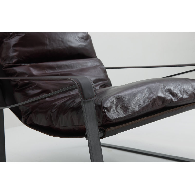Méridienne Salgado, Cuir véritable brun Maroc