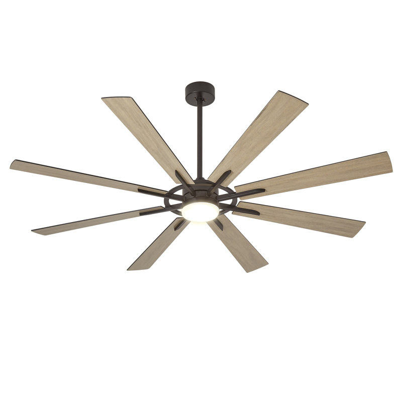 Ventilateur de plafond 72 pales 72 pouces avec lumière DEL Télécommande à deux pales réversible, Noyer, 72"