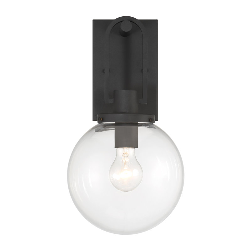 Latitude Run® Hayliee - 1 Light Outdoor Wall Mount In Sand Coal Finish, 4.59" H x 15" W x 8" D