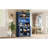 70.9" Navy Blue Rustic Kitchen With Power Outlets, Wine Bottle Storage, And Led Strip For Living Space Cabinet Dining Room-409773970