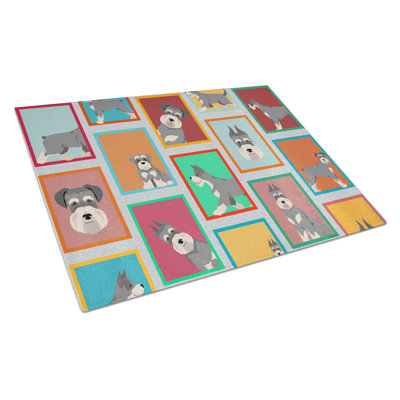 Lots of Schnauzer Glass Cutting Board Large