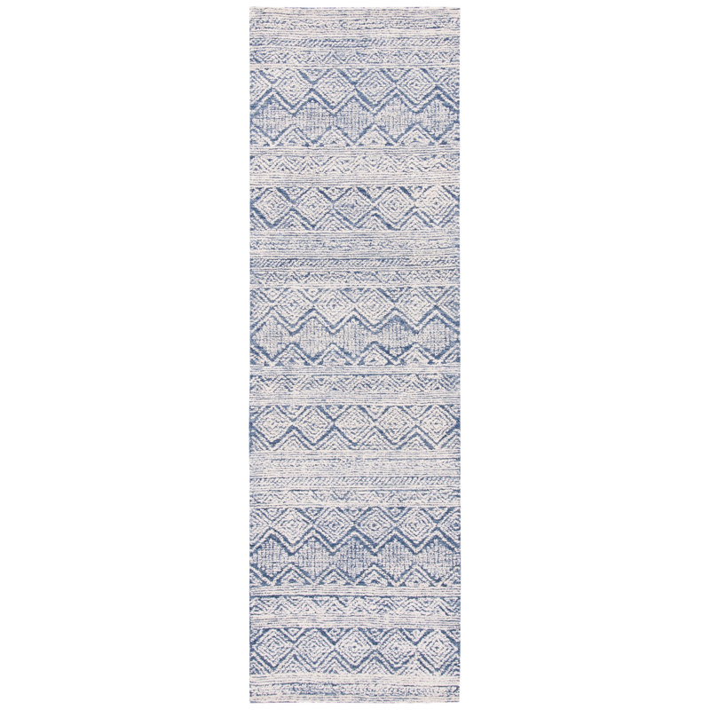 Tapis géométrique abstrait en laine / coton touffeté à la main Abstract, Tapis de couloir 2 pi 3 po x 8 pi