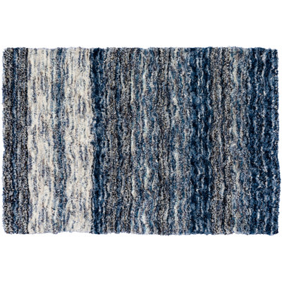 Tapis rayé bleu marine