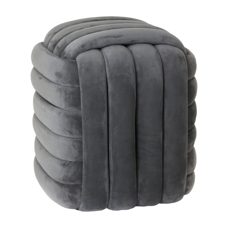 19" Machar Velvet Knot Stool, Gray