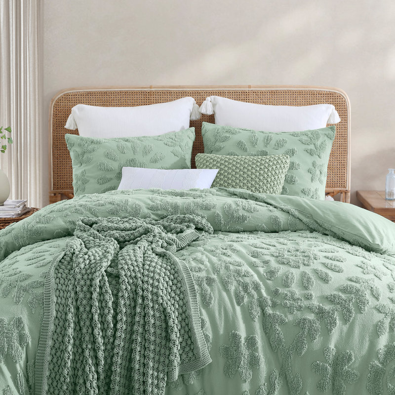 Sage Green Cotton Crochet Knit Throw Blanket 50 x 70