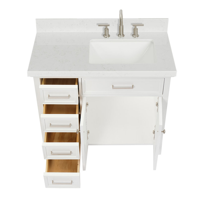 Ensemble de meuble-lavabo simple 37 po Bodhin, Blanc, Droite