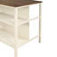 Rustic 45" Kitchen Island With Solid Wood Top - Walnut Tabletop And Cream White Base 2 Open Shelves Dining Table For Compact Spaces