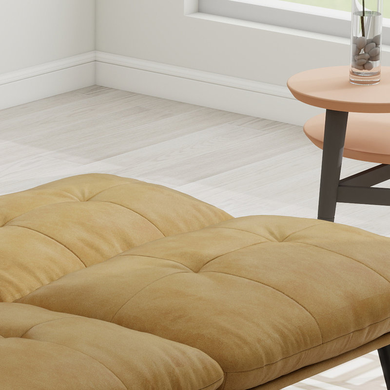 Adjustable Futon Sofa Bed With Velvet Fabric And Convertible Design, Brown Velvet