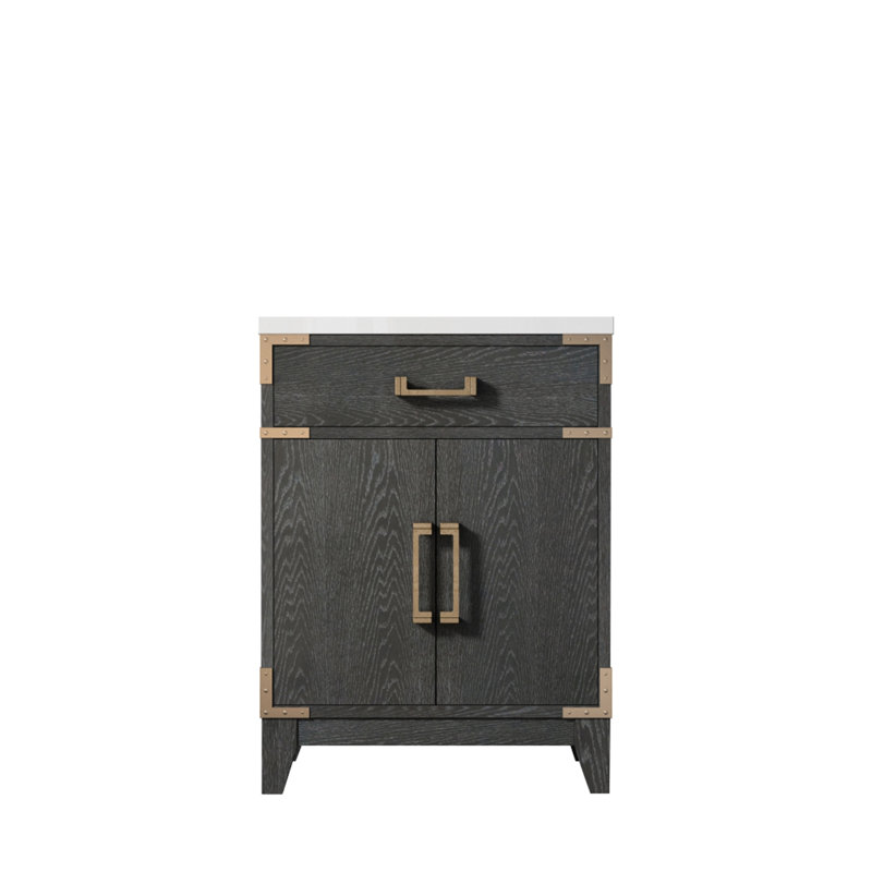 Harbor Single Bath Vanity, Black Oak, White Cultured Marble, 60"