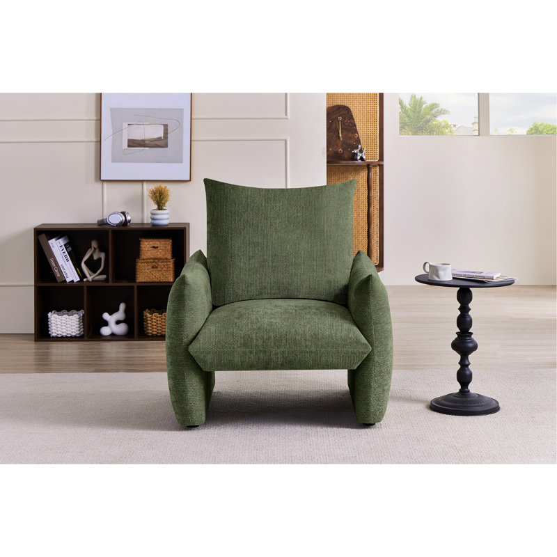 Chaise d'appoint moderne en chenille, canapé simple surdimensionné de 34,3 po avec coussin moelleux, fauteuil de lecture rembourré doux pour le salon, le petit espace et la chambre à coucher