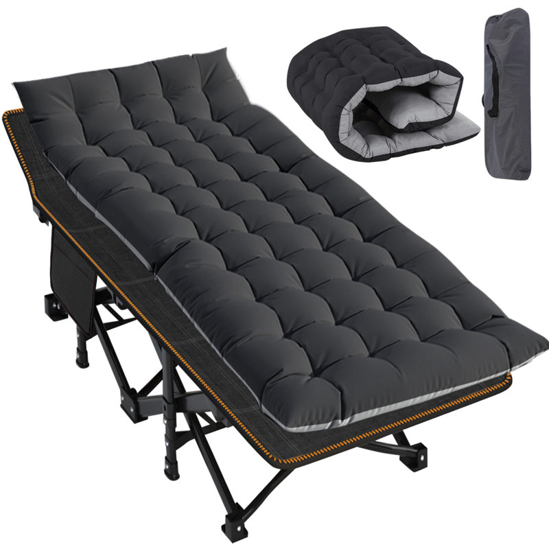 Folding Guest Bed with Mattress, Space-Saving Spare Bed for Small Rooms & Overnight Guests, Portable Foldable Bed, Standard & XL Sizes, Grey, Blue & Black