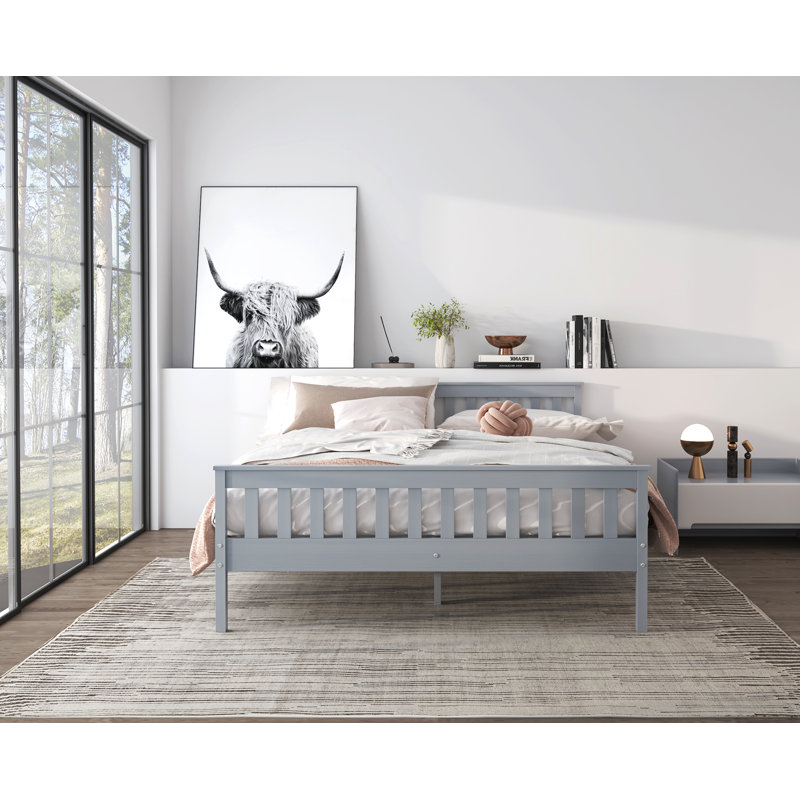 Pine Shaker Bed Queen Grey, Gray