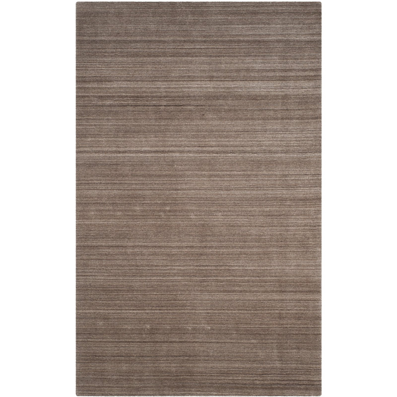 Tapis rayé en laine et bois de frêne Mcelroy, Rectangle 6 pi x 9 pi