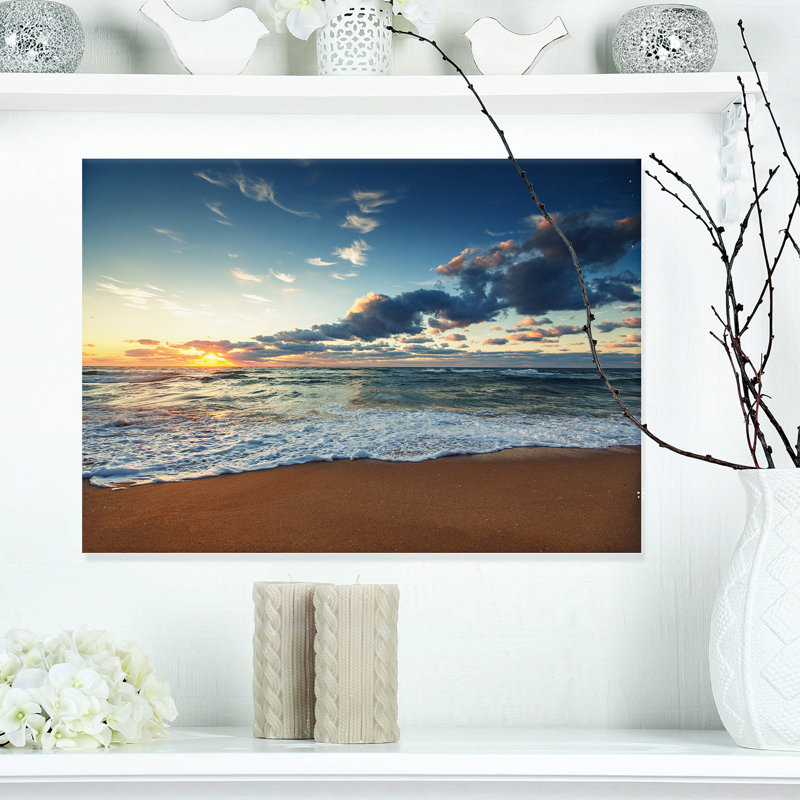 Sunrise and Glowing Waves Coastal Landscape Canvas Print
