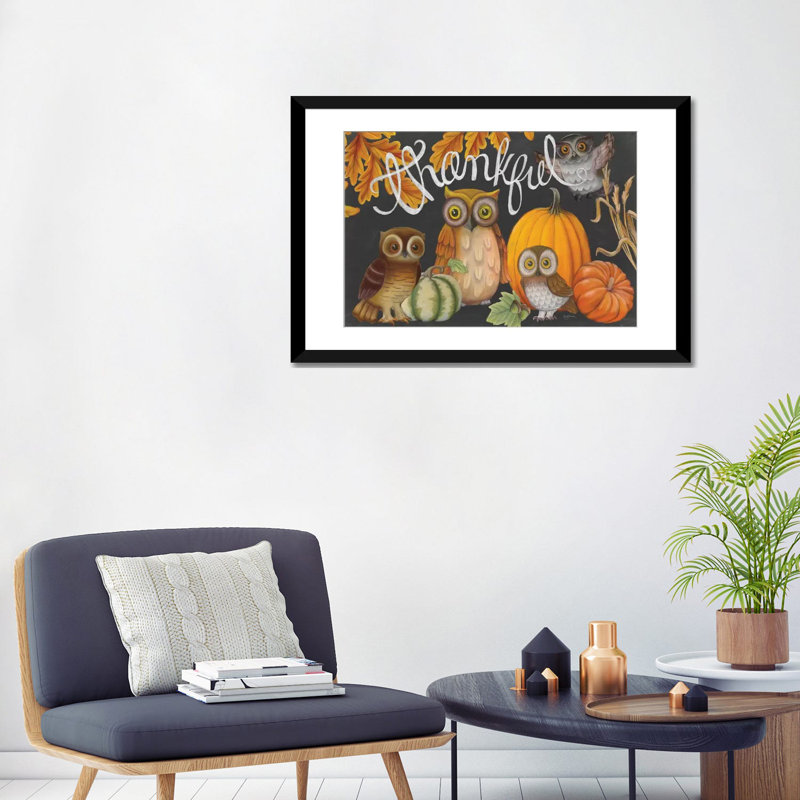 « harvest hibou iii », reproduction d’impression sur toile tendue, H 16 po x l 24 po x P 1 po, Papier beaux-arts encadré noir