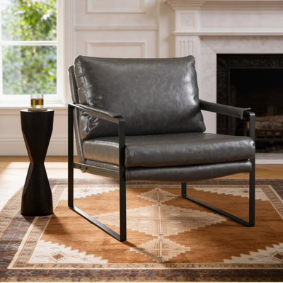 Mirsade 27.09'' W Leather Upholstered Accent Armchair