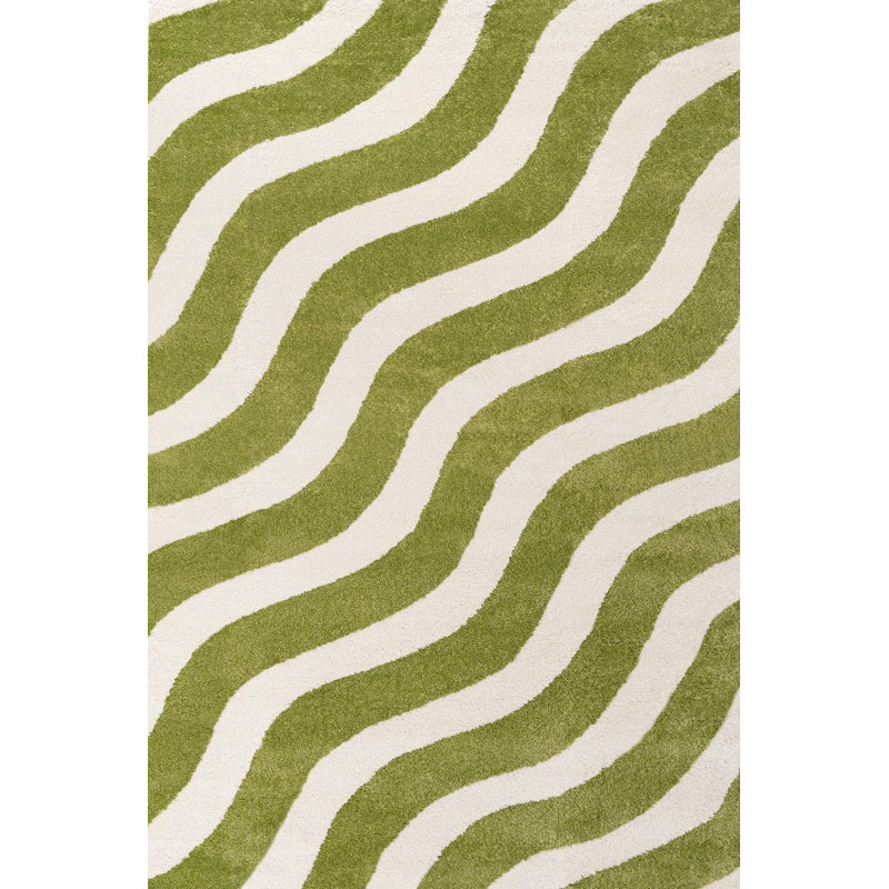 Joli Wavy Area Rug Soft Dense Pile for Living Rooms and Bedrooms, Green/White, Rectangle 120 x 170 cm