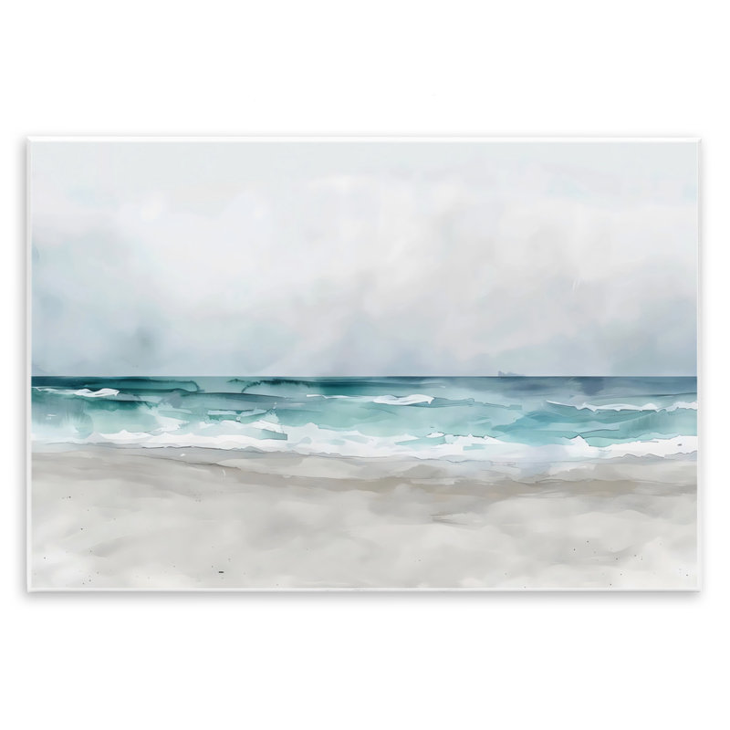 Plaque murale abstraite aquarelle turquoise, design par LSR Design Studio, H 10 po x l 15 po