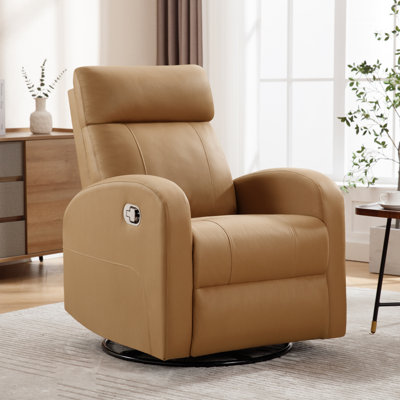 Siru 30.3'' Faux Leather Swivel Reclier Chair