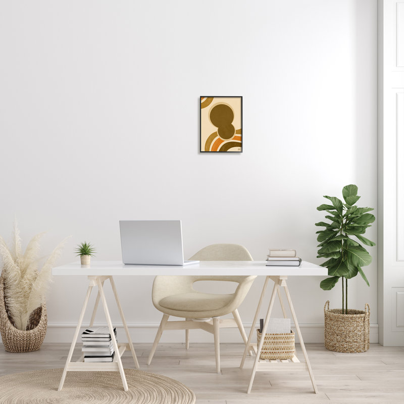 Art texturé à la giclée encadrée, rétro et abstraite, H 14 po x l 11 po, Giclée encadrée noir minuit