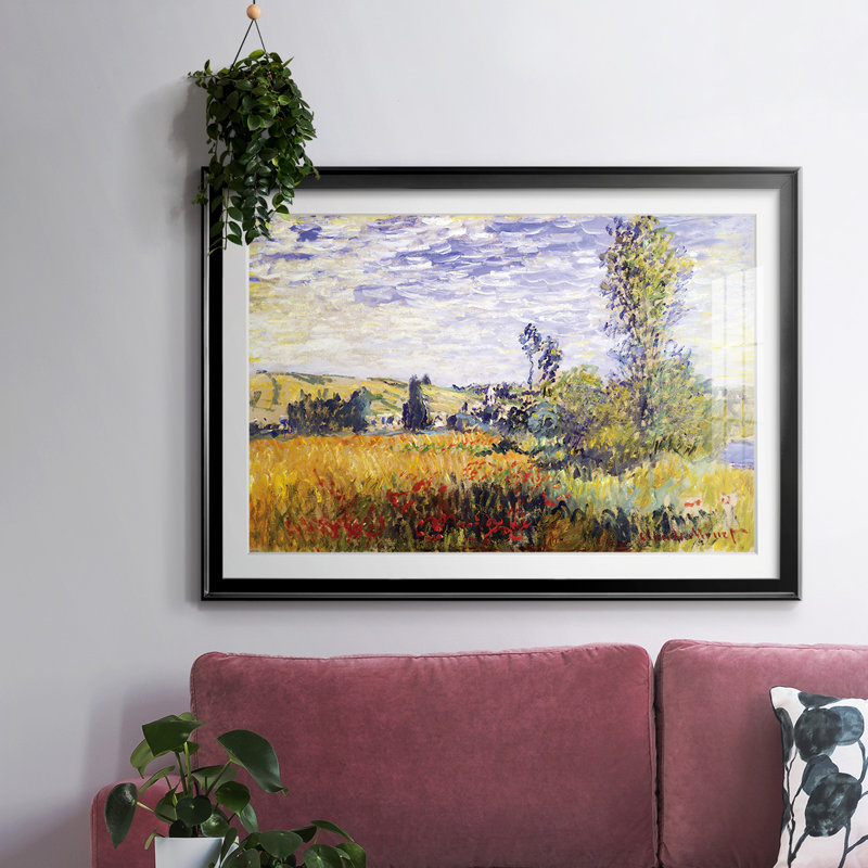 Vetheuil par Monet, reproduction d'art encadrée, Noir, H 30 po x l 44 po x P 1,5 po