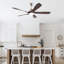 Ventilateur de plafond 52 pouces avec lumière et télécommande, moteur silencieux réversible à 6 vitesses, température de 3 couleurs