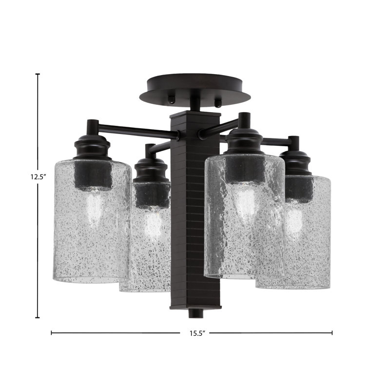 Luminaire semi-encastré 4 lumières Edge au fini espresso avec verre fumé de 4 po