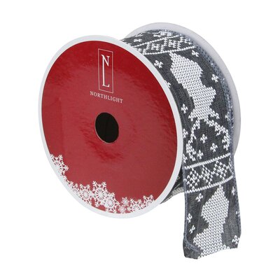 Gray and White Nordic Reindeer Christmas Wired Craft Ribbon 2.5"" x 16 Yards -  Northlight Seasonal, NORTHLIGHT KY28099