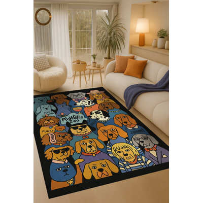 Tapis brun tissé à motif floral lavable Mosso