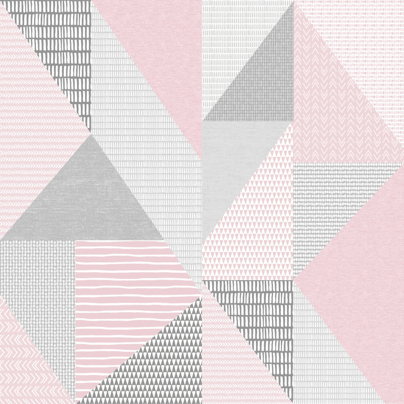 Delphos 10.05cm x 53cm Wallpaper Roll, Pink/Grey