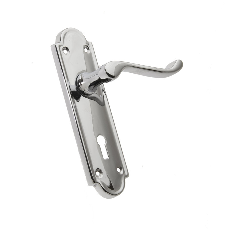 Hadiqa Interior Mortise Door Handle, Polished Chrome