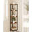 Corner Shelf Stand, Corner Bookshelf, Storage Standing Shelf Unit with Metal Frame, Plant Stand, Bookcase for Living Room, Home Office, Bedroom, 5-Tier Rustic Brown-1331860975-1312828925