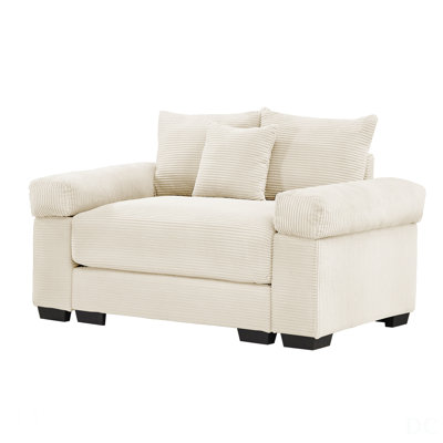 54.3 Inch Oversized Cloud Modular Sectional Couch, Extra-Thick Armrests, Ergonomic Design, Premium Soft Corduroy Fabric, Easy Assembly For Living Rooms And Study, Cream