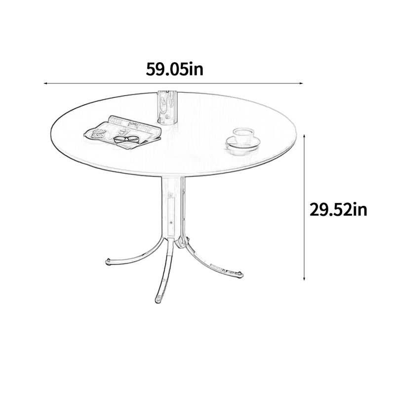 Table de salle à manger Light Luxury, H 29,52 po x L 59,05 po x l 59,05 po