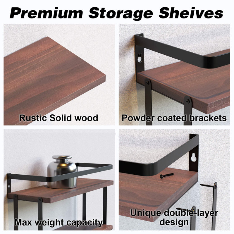 Gero Floating Shelf, Rucstic Brown
