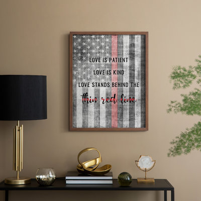 Thin Red Line, reproduction encadrée - bois massif