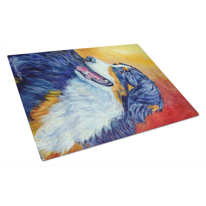Australian Shepherd Blue Glass Cutting Board