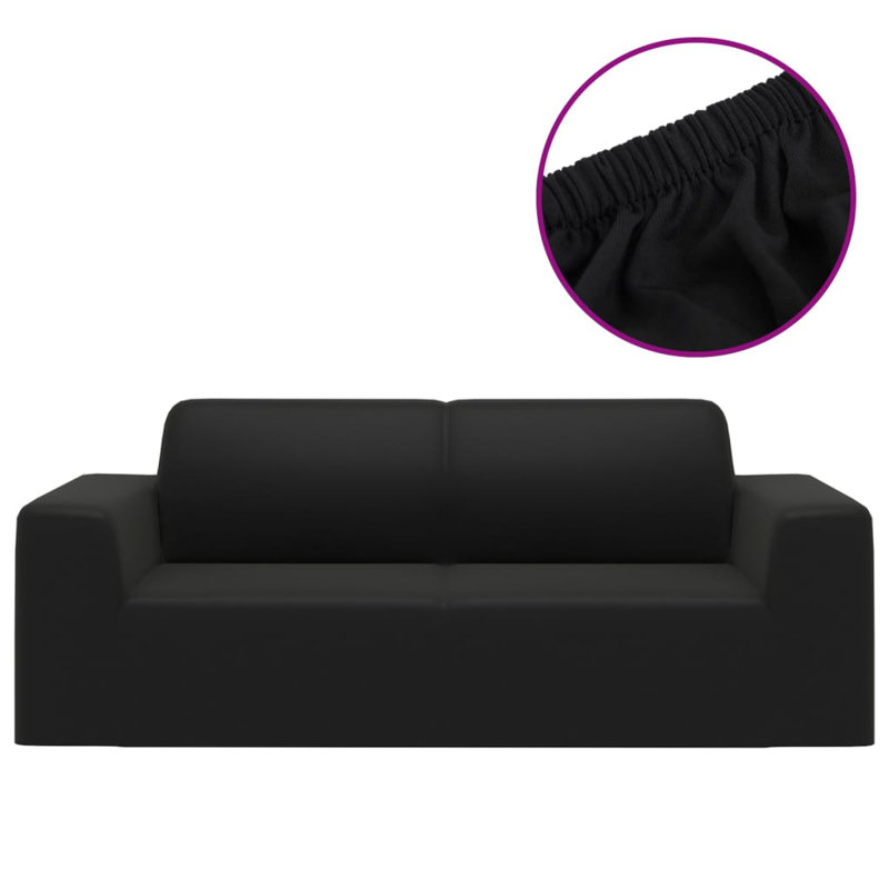 Box Cushion Loveseat Slipcover, Black