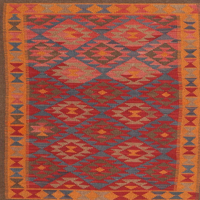 Tapis noir/orange/beige contemporain Neophytos, Carré 6 pi