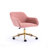 Pink Modern Teddy Fabric Office Chair, Adjustable Height 360 Revolving Home Office Chair, With Gold Metal Legs And Universal Wheel For Indoor-1098363292